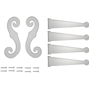 White Decorative Vinyl Hinges, 4 Hinges, 2 S-Hooks