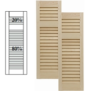 Traditional Wood Open Louver Shutters w/ Offset Top Mullion