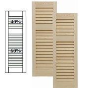 Traditional Wood Open Louver Shutters w/ Offset Top Mullion