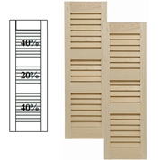 Traditional Wood Open Louver Shutters w/ Double Center Mullion