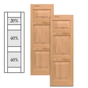 Traditional Wood Raised Panel Shutters w/ Offset Top Double Mullion
