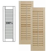 Traditional Wood Open Louver Shutters w/ Full Louver w/ Faux Tilt Rod