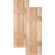 Cottage Style Wood Joined Board-n-Batten Shutters w/ Two Battens