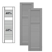 Traditional Composite Louver Shutters w/ Offset Top Mullion, Installation Brackets Included