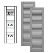 Traditional Composite Louver Shutters w/ Double Mullion, Installation Brackets Included