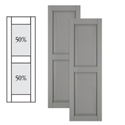 Traditional Composite Raised Panel Shutters w/ Center Mullion, Installation Brackets Included
