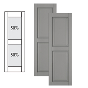 Traditional Composite Raised Panel Shutters w/ Center Mullion, Installation Brackets Included