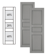 Traditional Composite Raised Panel Shutters w/ Double Center Mullion, Installation Brackets Included