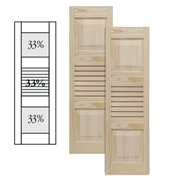 Traditional Wood Panel w/ Center Open Louver - Double Mullion