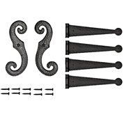 Black Decorative Vinyl Hinges, 4 Hinges, 2 S-Hooks