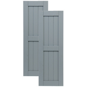 Traditional Composite Framed Board-n-Batten Shutters w/ Center Mullion, Installation Brackets Included