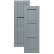 Traditional Composite Framed Board-n-Batten Shutters w/ Double Mullion, Installation Brackets Included