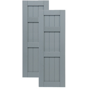 Traditional Composite Framed Board-n-Batten Shutters w/ Double Offset Top Mullion, Installation Brackets Included