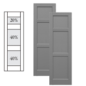 Traditional Composite Flat Panel Shutters w/ Offset Top Double Mullion, Installation Brackets Included