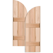 Cottage Style Wood Joined Board-n-Batten Shutters w/ Two Battens - Arch Top