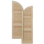 Arched Top Traditional Wood Open Louver Shutters w/ Two Mullion