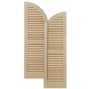 Arched Top Traditional Wood Open Louver Shutters w/ Center Mullion