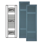 Custom Vinyl Louvered Shutters w/ Double Offset Mullion