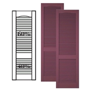 Custom Vinyl Louvered Shutters w/ Offset Bottom Mullion