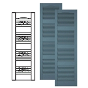 Custom Vinyl Louvered Shutters w/ Triple Mullion