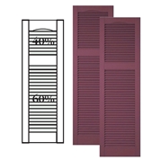 Custom Vinyl Louvered Shutters w/ Offset Top Mullion