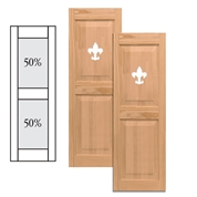 Traditional Wood Raised Panel Shutters w/ Center Mullion & Cutout