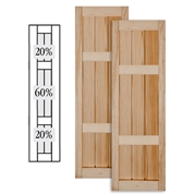 Traditional Wood V Groove Shutters w/ Double Offset Mullion