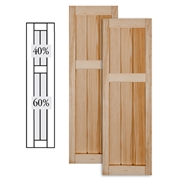 Traditional Wood V Groove Shutters w/ Offset Top Mullion