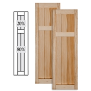 Traditional Wood V Groove Shutters w/ Offset Top Mullion