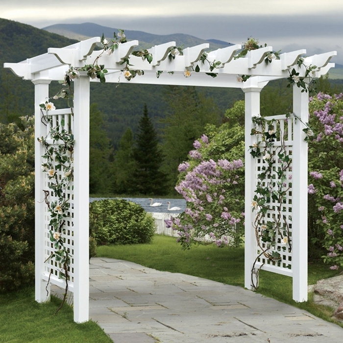 New England Arbors Fairfield Grande White Vinyl Arbor Patio